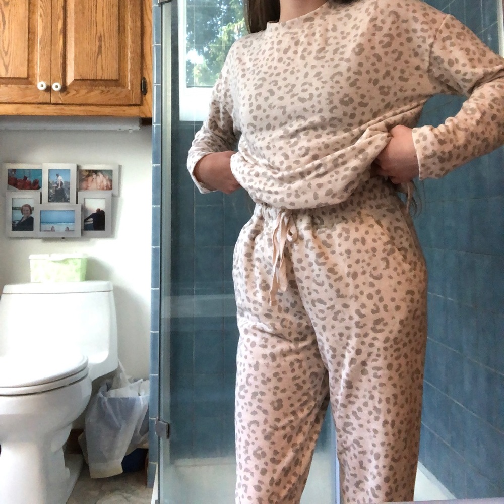 Cheetah pj set: pants and long sleeve t-shirt